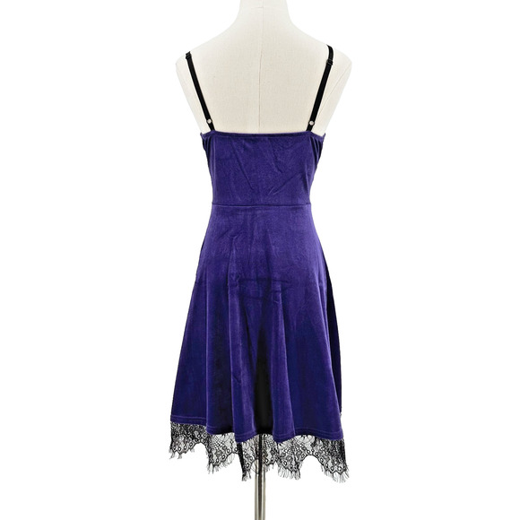Mini Whimsygoth Dark Purple Velvet Dress Small Celestial Witchy Retro 90s Y2K - Picture 4 of 7